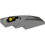 Brick Curved 4 x 1 No Studs with Yellow Dragon Eye Print [Stud Holder with Symmetric Ridges]