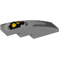 Lego Brick Curved 4 x 1 No Studs with Yellow Dragon Eye print [Stud Holder with Symmetric Ridges]