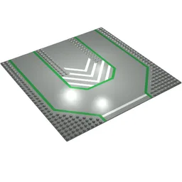 Baseplate 32 x 32 with 9-Stud Straight, 3-Lanes and Chevrons Print / Light Gray