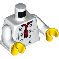 Lego Torso Chef with 8 Buttons, Long Red Neckerchief / 'LEGO House Home of the Brick' Print, White Arms, Yellow Hands / White