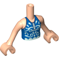 Lego Minidoll Torso Girl Blue Shirt with Aqua Patterns / Light Nougat
