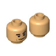 Lego Minifig Head Dominic Toretto, Cheeck Lines, Neutral Print / Warm Tan