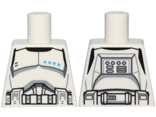 Lego Torso SW Armor Clone Trooper Lieutenant Black Belt and Four Dark Azure Stars Pattern