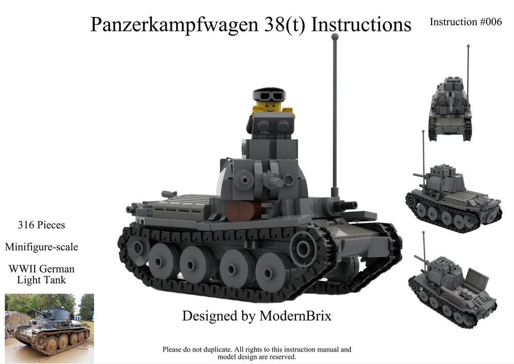 Lego Panzer 38(t) WW2 German Tank Custom Building Instructions