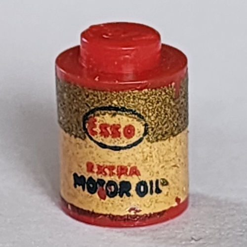 Lego Brick Round 1 x 1 Solid Stud, No Bottom Groove with Esso Extra Motor Oil Print (Sticker)