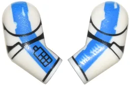 Arm, (Matching Left and Right) Pair with Armor Panels, Worn Blue Stripes, and Tally Marks Pattern / White