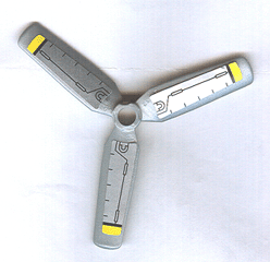 Lego Propeller 3 Blade 9 Diameter with Yellow Tips and Black Rods Pattern (Stickers) - Sets 8631 / 8637