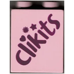 Duplo Brick 1 x 2 x 2 with Clikits Logo Print / Pink