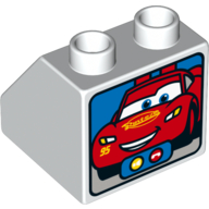 Lego Duplo Brick 2 x 2 Slope 45° with Lightning McQueen Print