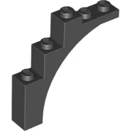 Brick Arch 1 x 5 x 4 [Irregular Bow, Raised Underside Cross Supports] / Black