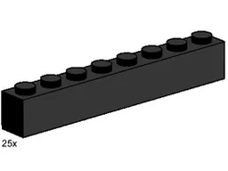 1 x 8 Black Bricks