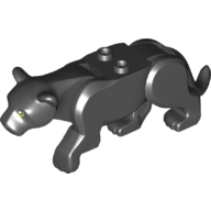 Lego Animal, Big Cat, Panther with 2 Studs, Green Eyes Print / Black