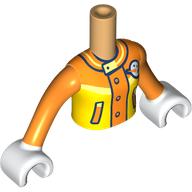 Lego Minidoll Torso Girl with Yellow/Dark Orange Ski Jacket, White Symbol, White Arms and Hands / Warm Tan
