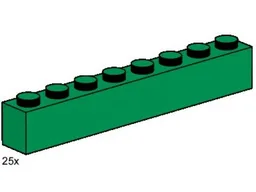 1 x 8 Dark Green Bricks