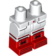 Lego Hips with White Legs and Red Boots Pattern with Red Diamond Button, Pockets and Detailed Boots Print / White