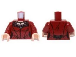 Torso Spotted Dress with Buttons, Ruffles and Gold Necklace Pattern / Dark Red Arms / Light Nougat Hands