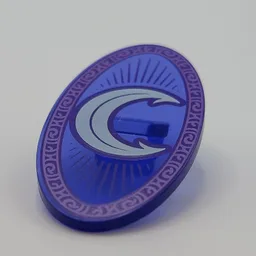 Shield Ovoid with Grip and Light Aqua 'C', Dark Purple Decorations Print / Trans-Purple
