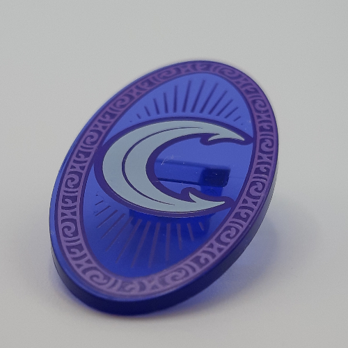 Lego Shield Ovoid with Grip and Light Aqua 'C', Dark Purple Decorations Print / Trans-Purple
