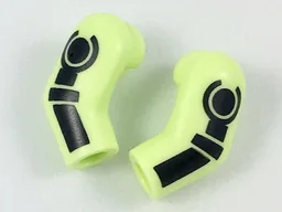 Arm, (Matching Left and Right) Pair with Black Minifigure Skeleton Pattern / Yellowish Green