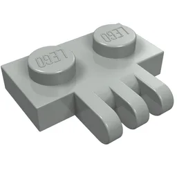 Hinge Plate 1 x 2 with 3 Fingers On Side / Light Gray