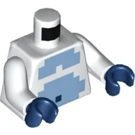 Torso Pixelated Medium Blue Fur Print, White Arms, Dark Blue Hands / White