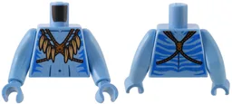 Torso Na'vi with Blue Markings, Dark Orange Strap with Medium Nougat Feathers, and Silver Spots Pattern / Medium Blue Arms Long / Medium Blue Hands