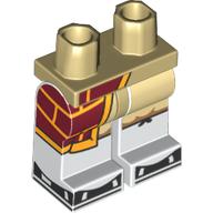 Lego Hips and White Legs with Dark Red/Bright Light Orange Cloak, Tan Pants, Black Shoes print / Tan