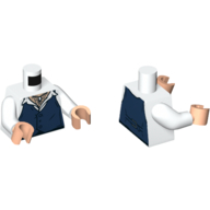 Lego Torso Shirt with Dark Blue Vest, Claw Necklace on Light Nougat Neck Print, White Arms, Light Nougat Hands / White