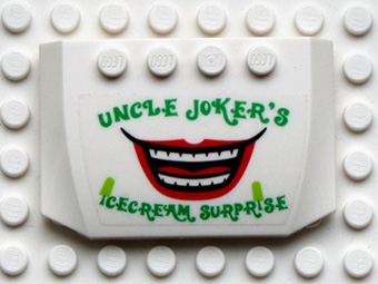 Lego Wedge 4 x 6 x 2/3 Triple Curved with Uncle Joker's Icecream Surprise Pattern (Sticker) - Set 7888