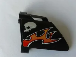 Technic, Panel Fairing #23 Large Short, Small Hole, Side B with Skull and Orange Flames Pattern (Sticker) - Set 8167