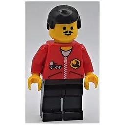 Mechanic, Red Jacket with Zipper, Black Hair, Moustache