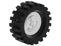 Wheel with Split Axle Hole with Black Tire 30 x 10.5 Offset Tread (3482 / 2346) / White