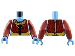 Torso Na'vi with Dark Red Jacket, Red and Yellow Spots, and Medium Nougat Bone Collar Pattern / Dark Red Arms Long / Medium Blue Hands