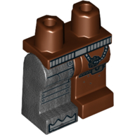 Lego Hips and Reddish Brown Left Leg, Pearl Titanium Right Leg with Belt, Armour Plating, Steel Toes, Chain with Gear / Reddish Brown