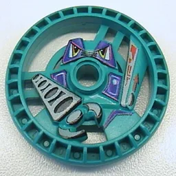 Technic Disc 5 x 5 Notched, Grab with Robot Print / Dark Turquoise