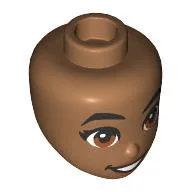 Minidoll Head, Black Eyebrows, Brown Eyes, Open Mouth Smile / Medium Nougat