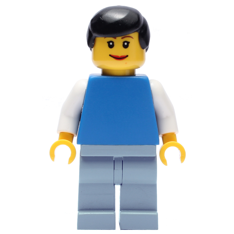Lego Blue Torso, Sand Blue Legs, Black Hair