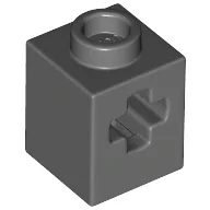Technic Brick 1 x 1 with Axle Hole / Dark Bluish Gray
