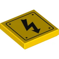 Tile 2 x 2 with Electric Danger Symbol Print / Yellow