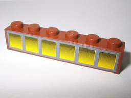 Brick 1 x 6 with 6 Yellow Windows Pattern (Sticker) - Set 10144