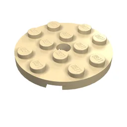 Plate Round 4 x 4 with Pin Hole / Tan