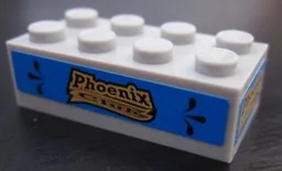 Brick 2 x 4 with 'Phoenix Club' Pattern on Three Sides (Stickers) - Set 8147
