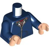 Torso, Jacket, Silver Zipper, Dark Green/Dark Red Shirt Print, Dark Blue Arms, Light Nougat Hands / Dark Blue