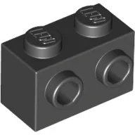Brick Special 1 x 2 with 2 Studs on 1 Side / Black