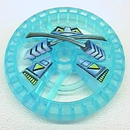 Technic Disc 5 x 5 Notched, Ninja Print / Trans-Light Blue