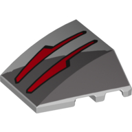 Lego Brick Wedged, Curved 4 x 3 No Studs with Two Red Arrows Vulture Droid Sensors Print / Light Bluish Gray