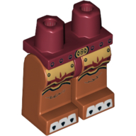 Lego Hips and Dark Orange Legs with Dark Red and Gold Armor, Gold Belt Buckle and White Claws Print / Dark Red