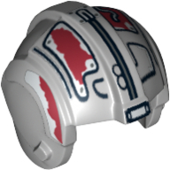 Lego Helmet Rebel Pilot, Center Ridge with Dark Red Markings Print / Light Bluish Gray