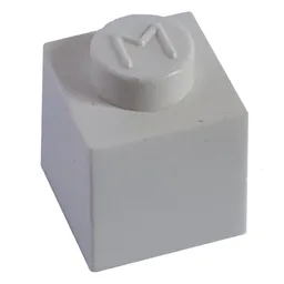 Modulex Brick 1 x 1 with M on Stud / Modulex White