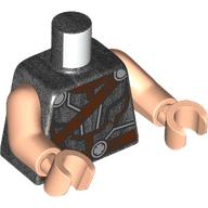 Lego Torso, Silver Armor Lines, Reddish Brown Strap, Belts print, Light Nougat Arms and Hands / Pearl Titanium